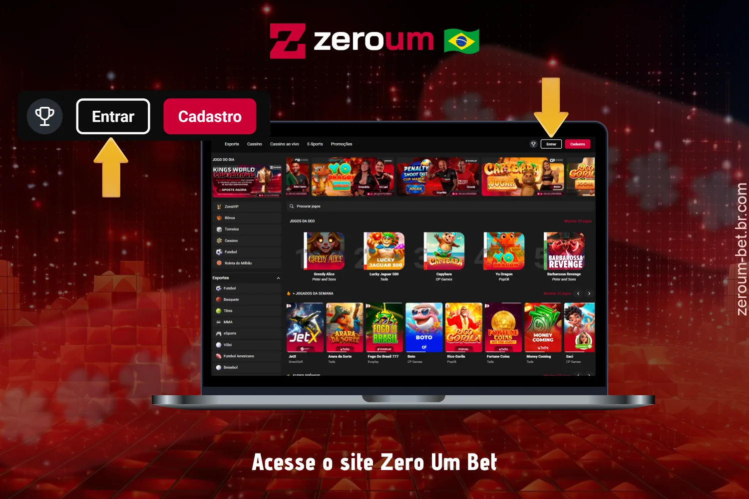 Abra o site oficial do Zeroum Bet