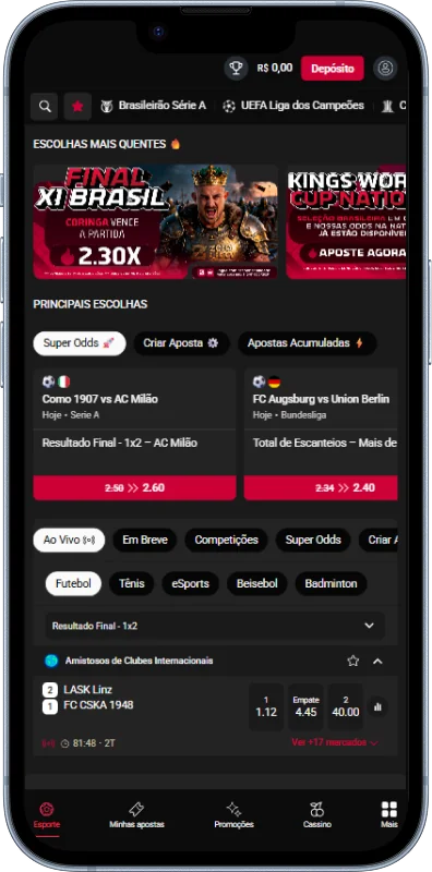 Através do aplicativo Zeroum Bet, jogadores do Brasil podem fazer apostas esportivas