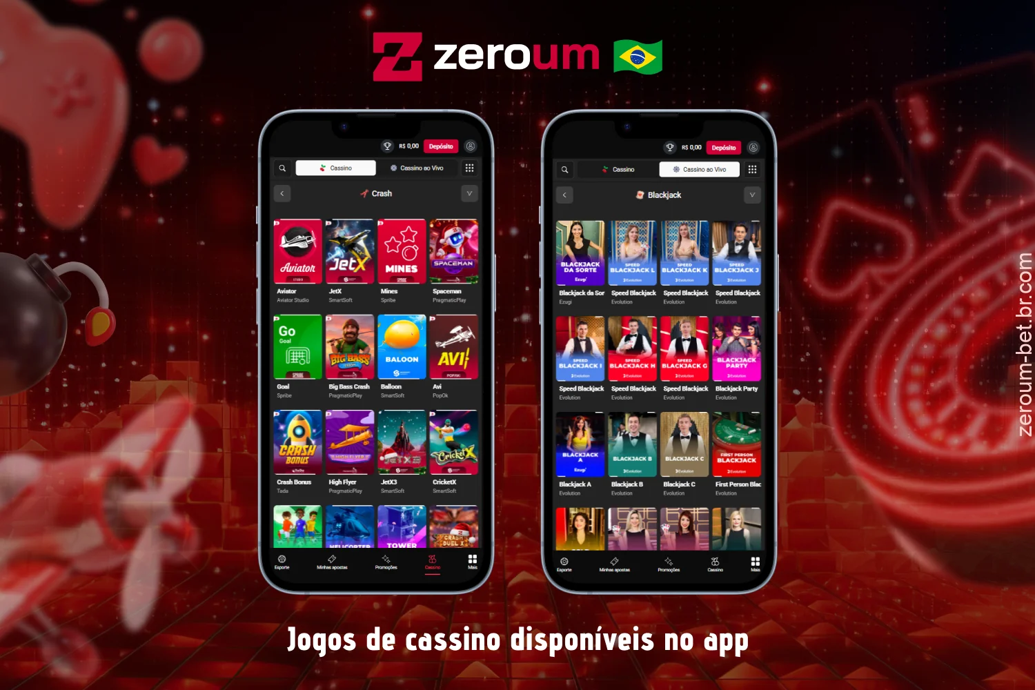 O aplicativo Zeroum Bet oferece uma ampla seleção de jogos de cassino, organizados em diferentes categorias de entretenimento